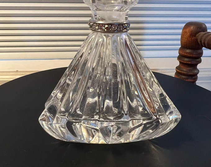 Vintage Lenox Crystal Perfume Bottle with Stopper Diamonds and Pearls Pave Jewels Faceted Art Glass Lover Antiques and Vintage