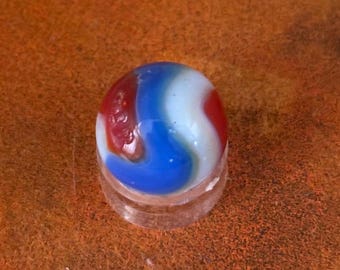 Vintage Akro Corkscrew Patriotic Glass Marble Red White Blue Lover Antiques and Vintage