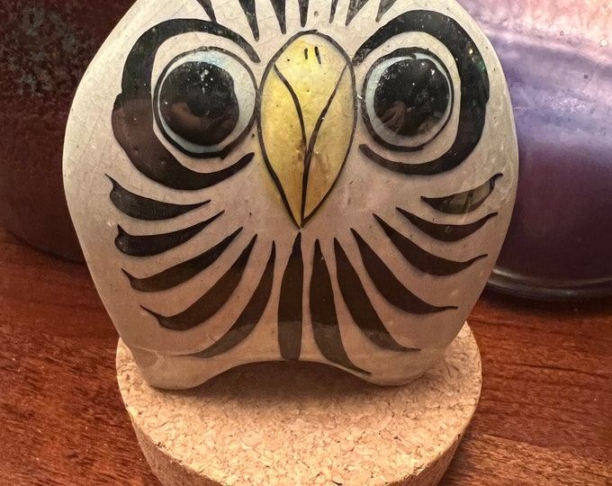 Vintage Tonala Mexican Pottery Owl, signed CAT, Ken Edwards Pottery, Owl Art, Mid-Century Modern Pottery, Bird Lover Antiques and Vintage