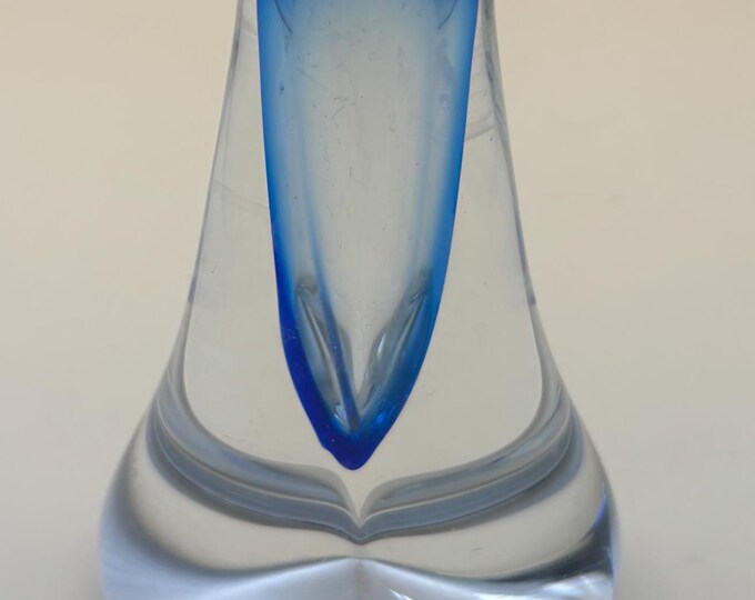 Vintage Blue Abstract Glass Pen Holder Glass Art Home Decor Perfect Gift Lover Antiques and Vintage