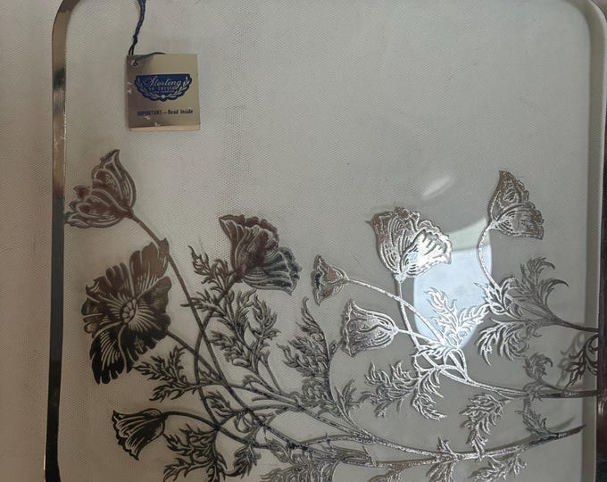 Vintage Silver on Crystal Large Serving Plate Platter By Silver City Lover Antiques and Vintage