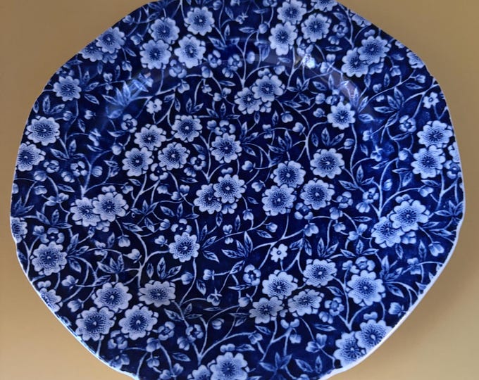 Vintage CALICO Blue and White Floral Saucer Plates Royal Crownford Ironstone England Blue and White Floral Transferware Lover Antiques
