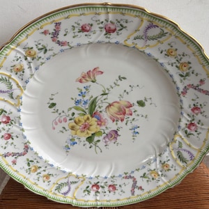 Antique SAXE Bohemian Hand Painted Platter Flowers Large Plate RARE Lover Antiques and Vintage