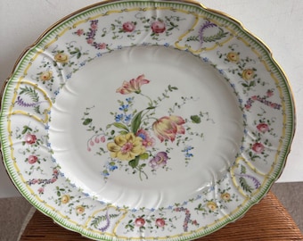 Antique SAXE Bohemian Hand Painted Platter Flowers Large Plate RARE Lover Antiques and Vintage