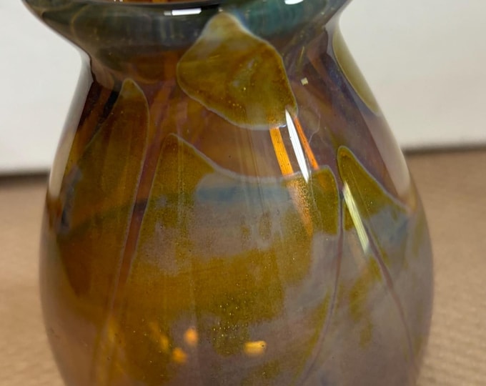 Vintage Hand Blown Signed by D'Donnoa 76 Vase Multi Colored with Visions of Mountains OAK Lover Antiques and Vintage