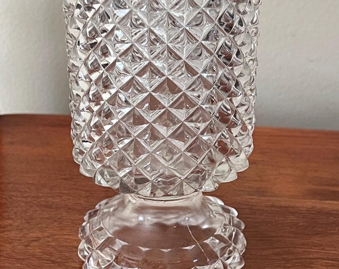 Antique Diamond Pattern Spooner Spill Vase EAPG Crystal Glass Wine Glass Water Cup Spooner 1880 Heavy Cut Glass Lover Antiques and Vintage