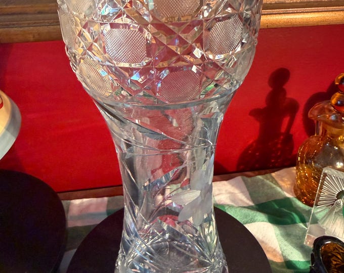 Antique American Brilliant Period Corset Vase Crystal Glass Art Lover Antiques and Vintage