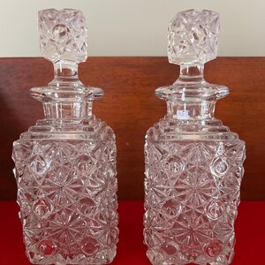 Antique Eapg Early American Pattern Crystal Cut Glass Cologne Bottles Daisy & Button Design Elson Glass Company Lover Antiques And Vintage