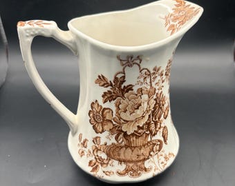 Antique Alfred Meakin Charlotte Jug or Pitcher Staffordshire England Fall Flowers Lover Antiques and Vintage