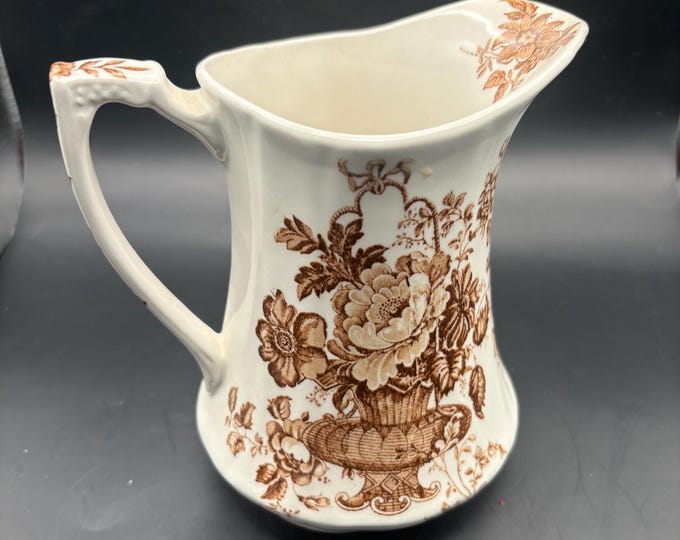 Antique Alfred Meakin Charlotte Jug or Pitcher Staffordshire England Fall Flowers Lover Antiques and Vintage