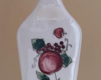 Vintage Ceramic Cake Server: Hand-Painted Grapes, 9.5"