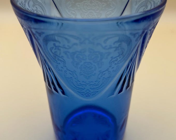 Vintage Cobalt Blue Lace Glass Tumbler Lover Antiques and Vintage