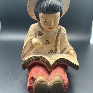 Vintage Girl Reading A Book Porcelain Japanese Figurine Lover Antiques and Vintage