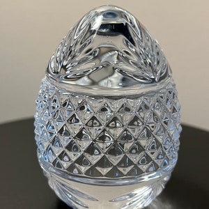 Vintage Crystal Egg Paperweight: French Cut Glass Art