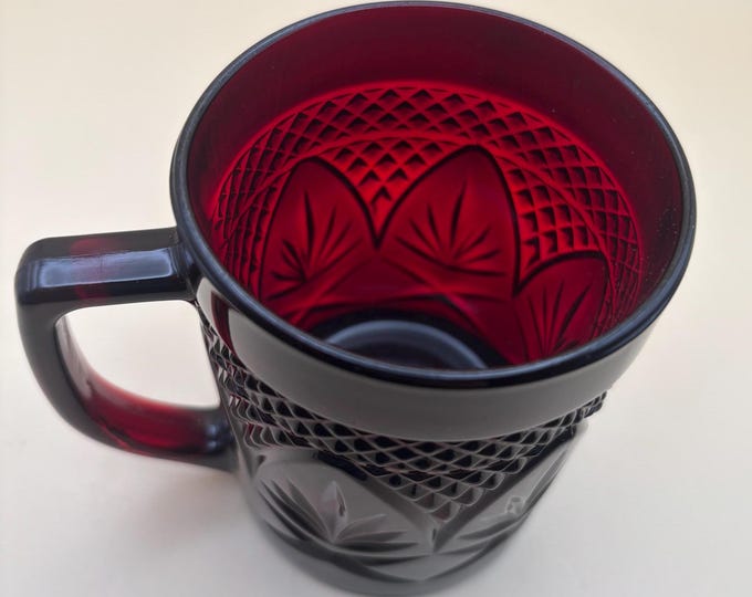 Vintage Ruby Red Mug with Handle Made in France Lover Antiques and Vintage