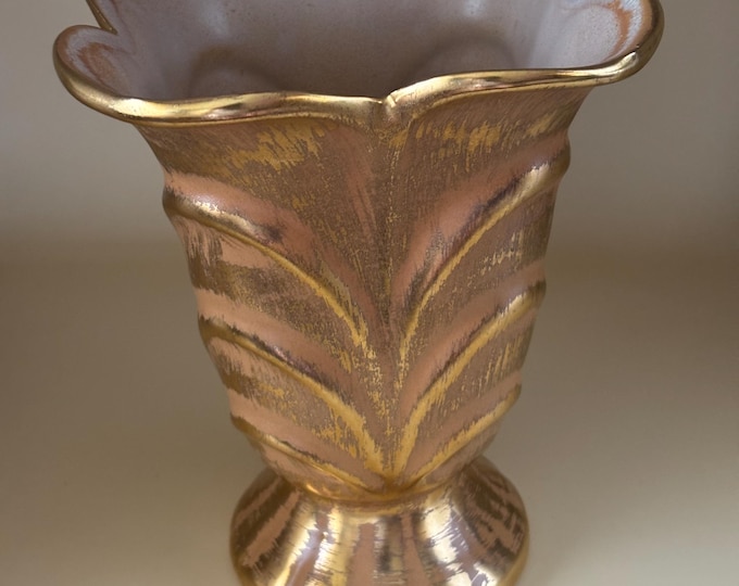 Stangl 22k Brushed Gold Vase Art Pottery Granada Gold Number 3217 Mid Century Vase Potteries from Trenton, NJ Lover Antiques Vintage