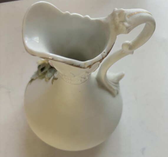 Vintage Lefton Hand Painted Porcelain Pitcher With Handle