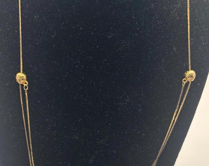 Vintage Gold Double Ball Necklace Lover Antiques and Vintage