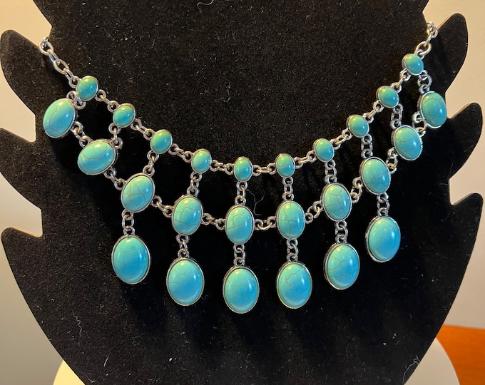 Vintage Turquoise Style Navajo Bib Statement Necklace Jewelry Lover Antiques and Vintage