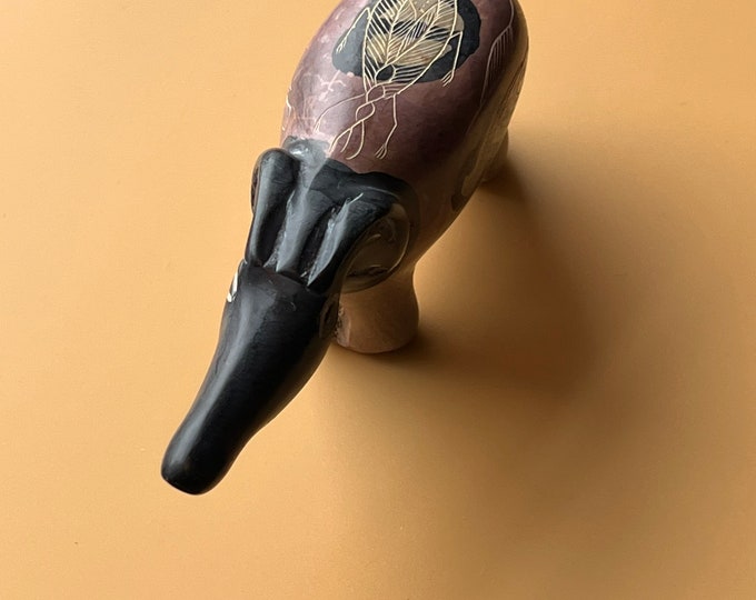 Vintage Soapstone Elephant Etched with its trunk up Figurine Elephants Unique Figure Lucky