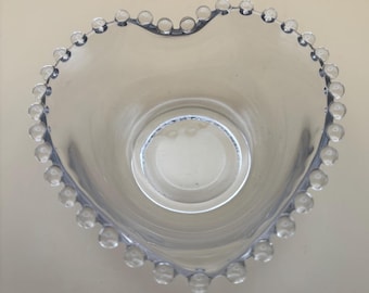 Antique Imperial Glass Heart Beaded Candlewick Glass Bowl Lover Antiques and Vintage