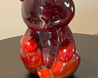 Vintage Fenton Bear Ruby Marble Slag Glass 1984 Levay Special Order Rare Stunning Color