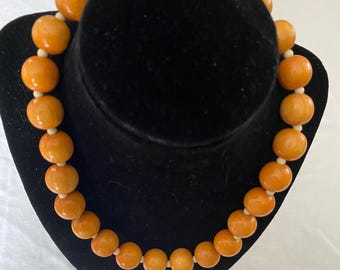 Vintage Butterscotch Beaded Necklace Orange Jewelry Unique Gifts at Lover Antiques and Vintage