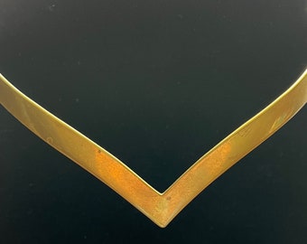 Vintage brass choker necklace hand wrought in New Mexico Solid Brass handwrought