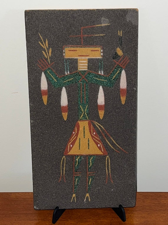 ★NAVAJO SANDPAINTING VINTAGE ART ナバホ族 砂絵 Vintage 1973 Navajo Sand Painting Art James Joe Native