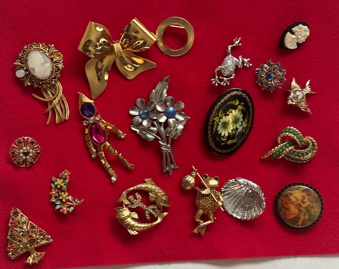 Vintage Pin Collection Variety Jewelry Lot Lover Antiques and Vintage