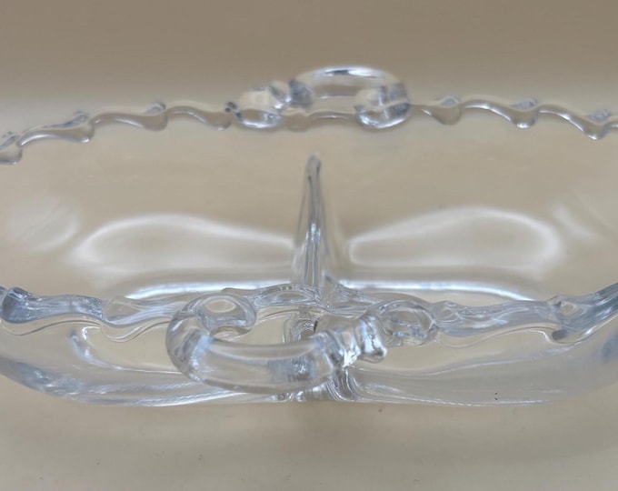 Vintage Fostoria Bouquet Divided Dish Glass Candy Bowl Dish Glass Bowl Lover Antiques and Vintage