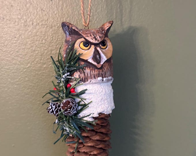 Vintage Owl Ornament Beri Bristle and Pinecone Figurine Handcrafted Owl Ornament Lover Antiques and Vintage