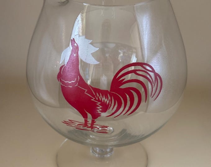 Vintage Red Rooster Glass Pitcher Rare Rooster Gift Lover Antiques and Vintage