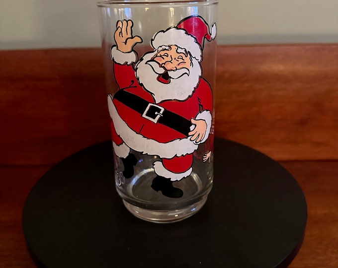 Dancing Santa Claus Glass with Elves, Vintage Santa Glass, Lover Antiques and Vintage