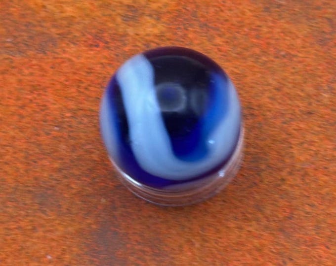 Vintage Cobalt Blue & White West Virginia Swirl Glass Marble Lover Antiques and Vintage