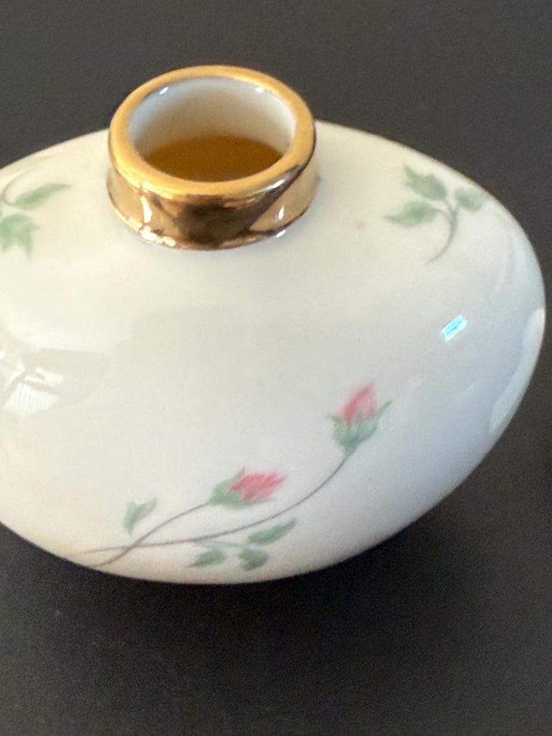 Vintage Lenox Perfume Bottle Rose Manor Made in USA Ivory Roses Small