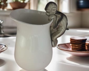 Vintage Stone Pitcher with Monkey Handle Lover Antiques and Vintage