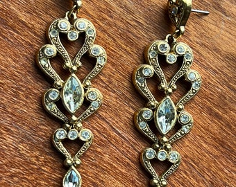 Fancy Dangle Earrings, Elegant Hearts Jewelry, Lover Antiques and Vintage