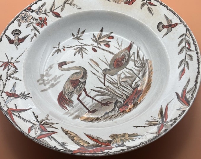 Antique Ridgeway Pottery Indus Hand Painted Platter Flowers Soup Salad Rare Lover Antiques And Vintage
