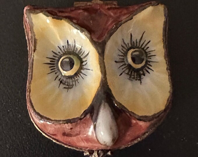 Limoges Chamart Decor Main Owls Head Porcelain Trinket Box, Porcelain Owl Box, Limoges Owl Porcelain Little Box, Lover Antiques and Vintage