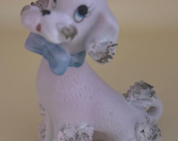 Vintage Pink Poodle Dog Hand Painted Japan Figurine Animal Figure Lover Antiques and Vintage