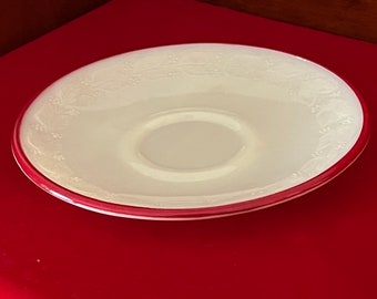 Vintage Uranium Glass Plate Saucer by McKee Glass Children’s Tea Set Laurel Red Trim Lover Antiques and Vintage