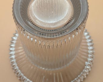 Vintage  Clear Glass Ribbed Candle Holder Vase Reversible Votive Pillar Candleholder Lover Antiques and Vintage