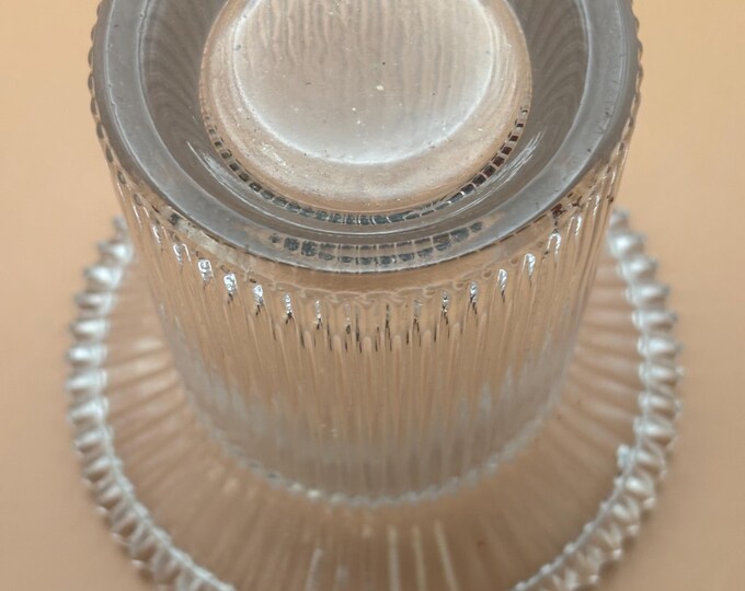 Vintage  Clear Glass Ribbed Candle Holder Vase Reversible Votive Pillar Candleholder Lover Antiques and Vintage