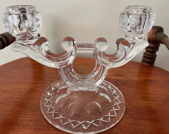 Vintage Indiana Glass Candle Holders Candelabra Pedestal Candlestick Holders Lover Antiques and Vintage