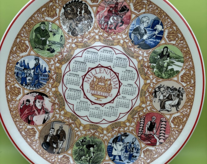 Vintage Wedgwood Millenium Plate Queen’s Ware Literature Made in England English Porcelain Plate Lover Antiques and Vintage