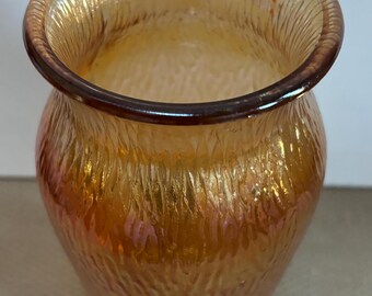 Vintage Jeannette Marigold Carnival Glass Vase Orange Carnival Glass Lover Antiques and Vintage