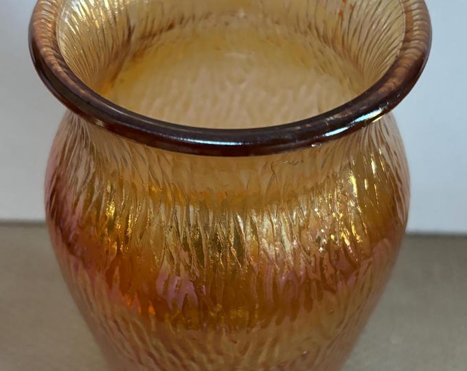 Vintage Jeannette Marigold Carnival Glass Vase Orange Carnival Glass Lover Antiques and Vintage