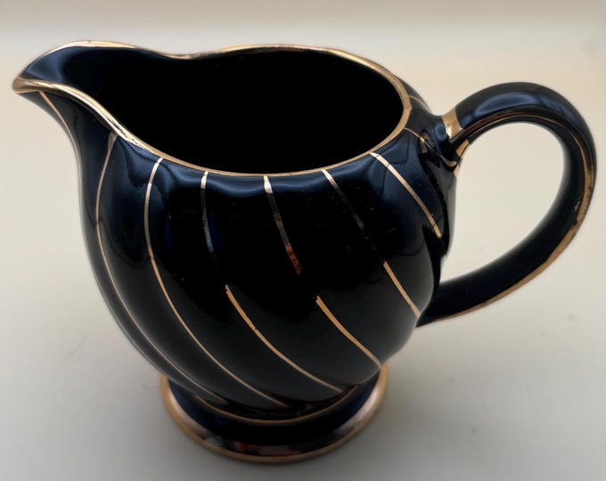 Vintage Sandler England Black and Gold Creamer Lover Antiques and Vintage