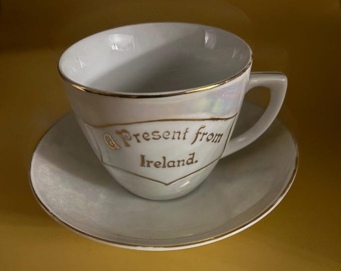 Vintage Tea Cup and Saucer Bone China Made in Germany “A Present From Ireland” Lover Antiques and Vintage